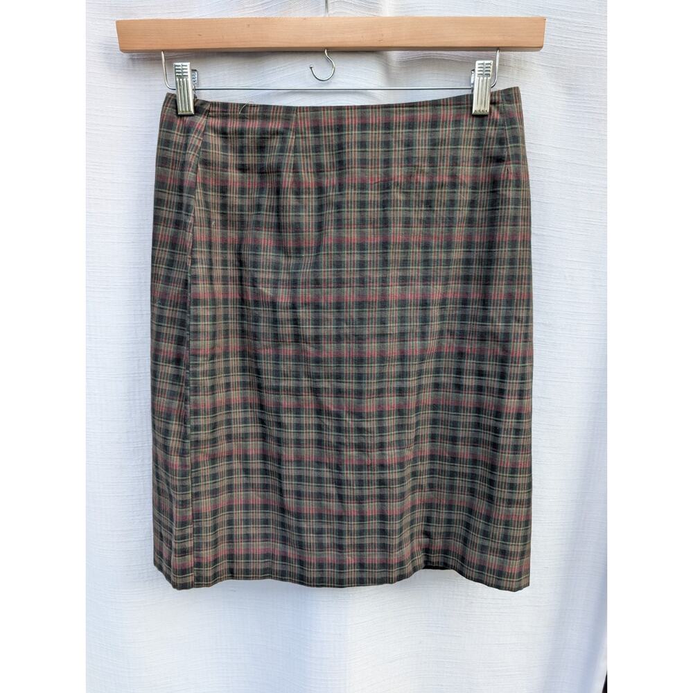 Vintage J Crew Women's Green Plaid Pencil Skirt Sz 10 Dark Academia classic